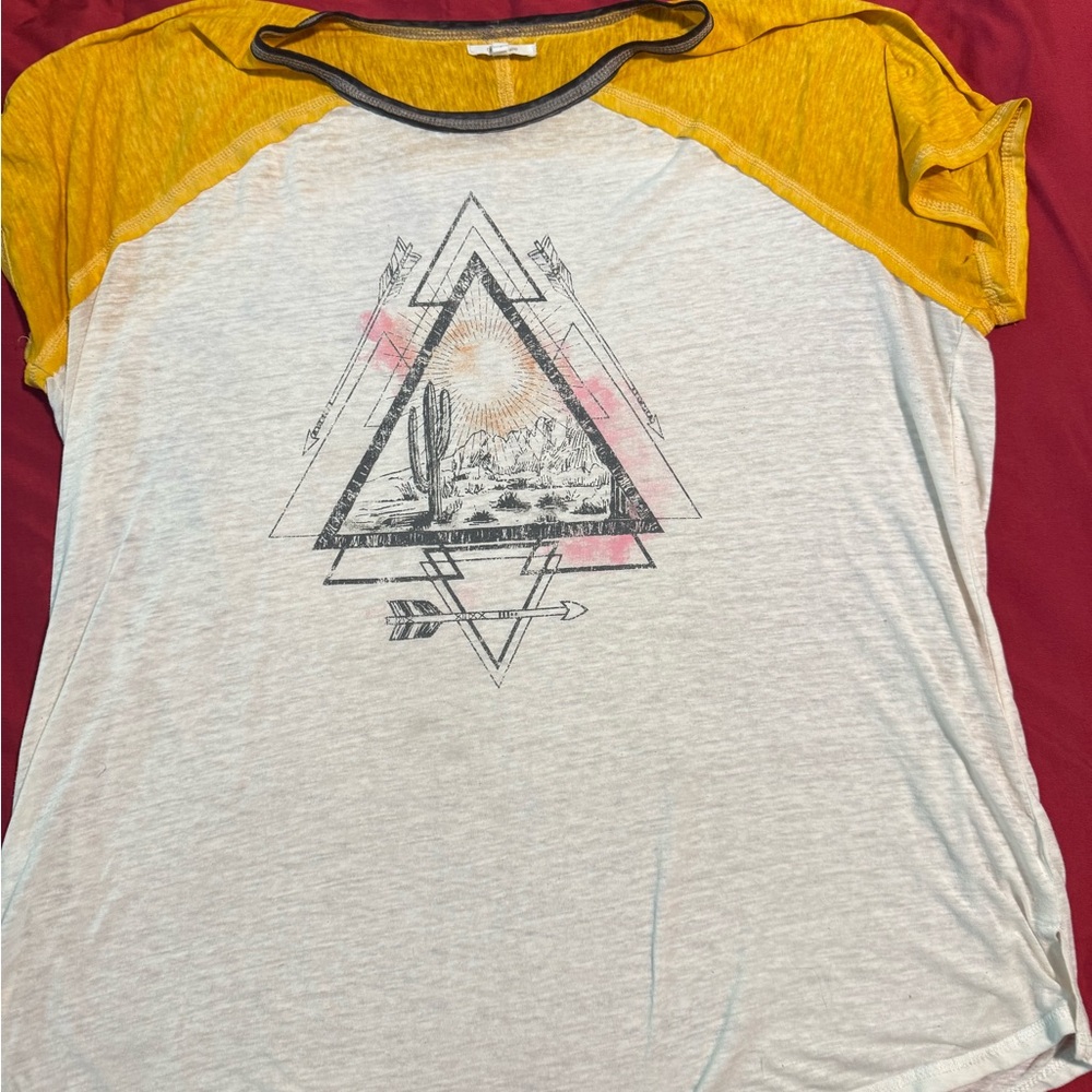 Maurices Graphic Raglan Tee in Yellow and Gold